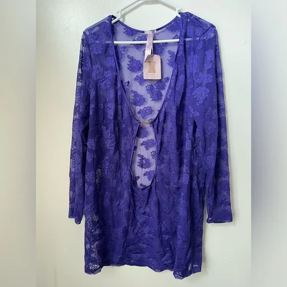 Savage X Fenty Strap Up Long-Sleeve Lace Slip NWOT