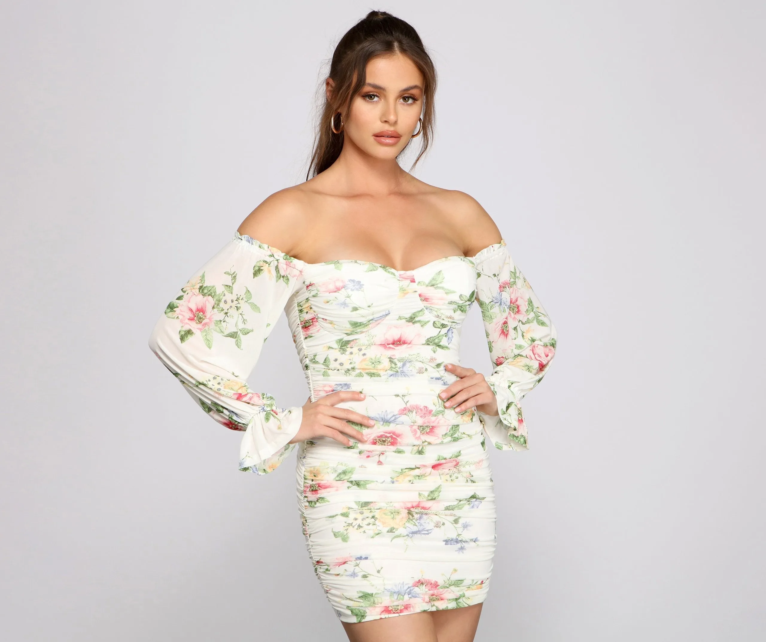 Say Yes To Charming Florals Mesh Bodycon