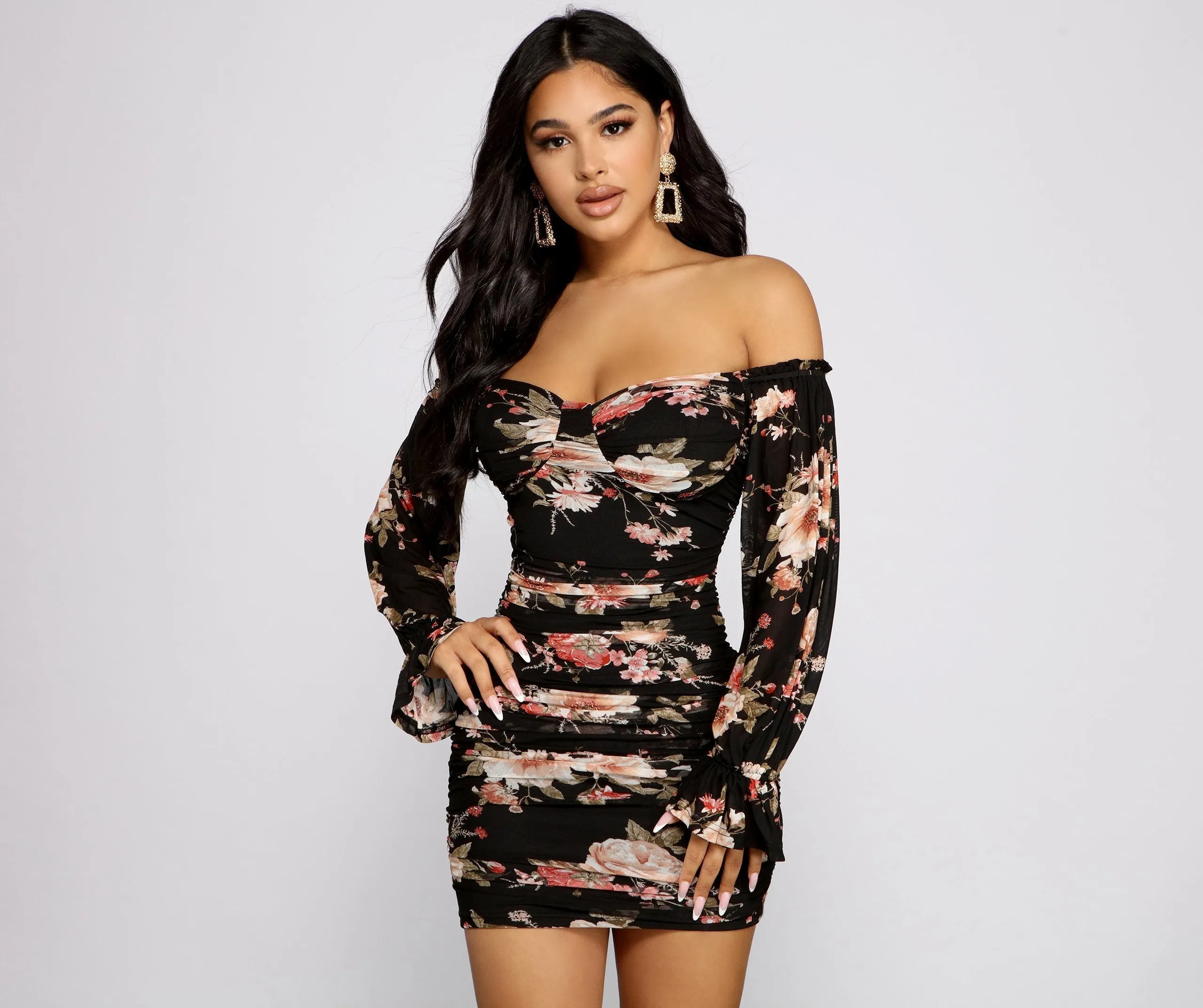 Say Yes To Charming Florals Mesh Bodycon