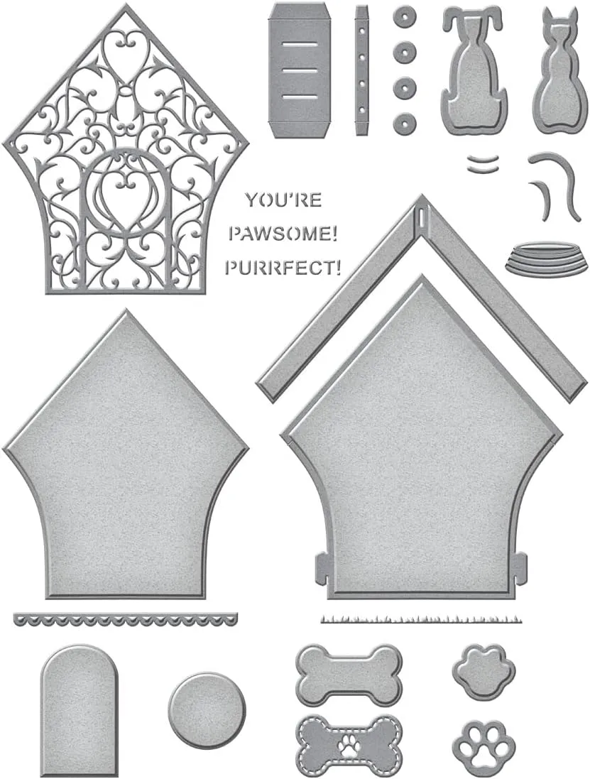 Spellbinders 3D Vignette Pet House Etched Die Set - 24 Dies