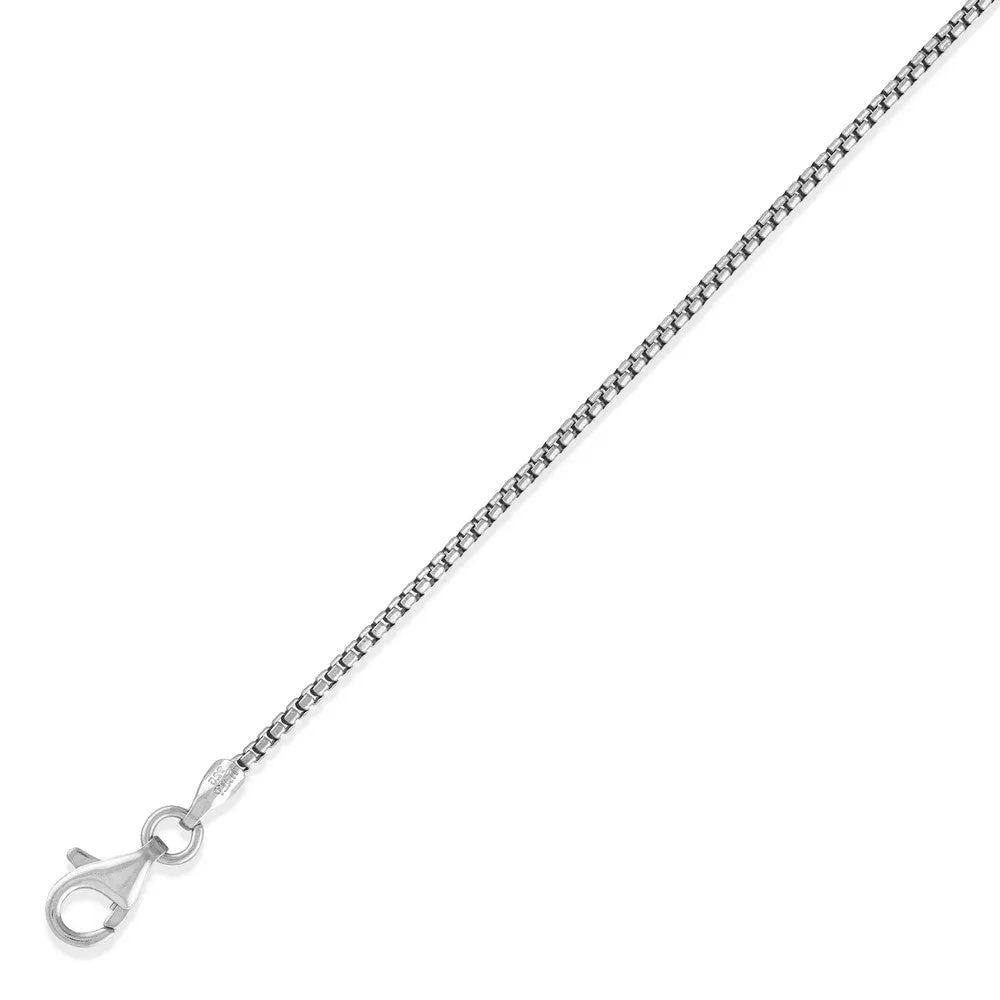 Sterling Silver 1.26mm Thin Round Box Chain Rhodium Plated, 20" (88646)