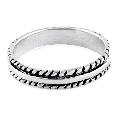 Sterling Silver Thin Double Rope Ring