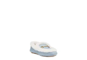 STUART WEITZMAN OWEN BUCKLE SHEARLING SUEDE LOAFERS