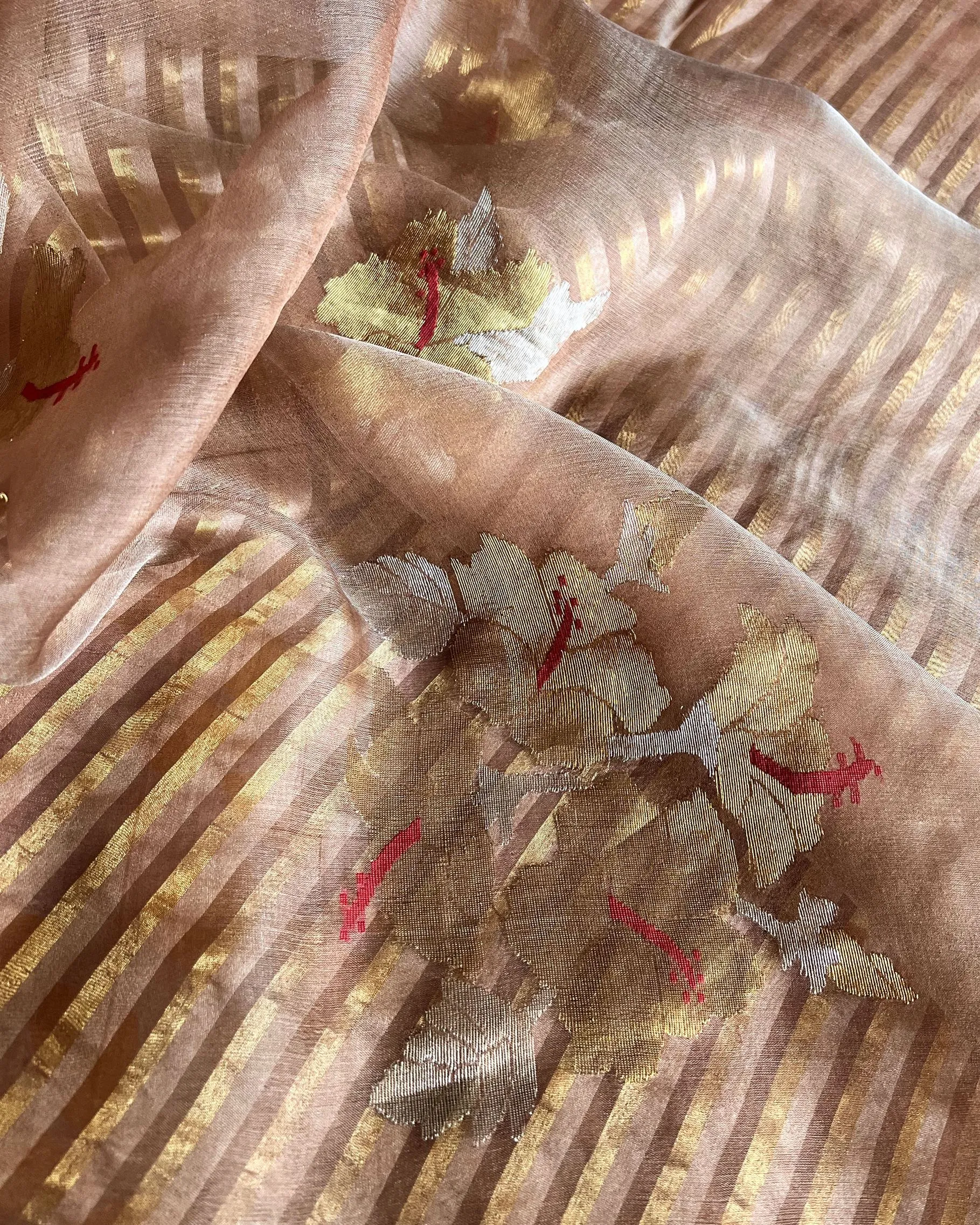 Suparna Som kanak sari 48 inch width by 5.5 meter length Coffee brown silk - delivery Time 8 weeks Festive 24 LOOK-09