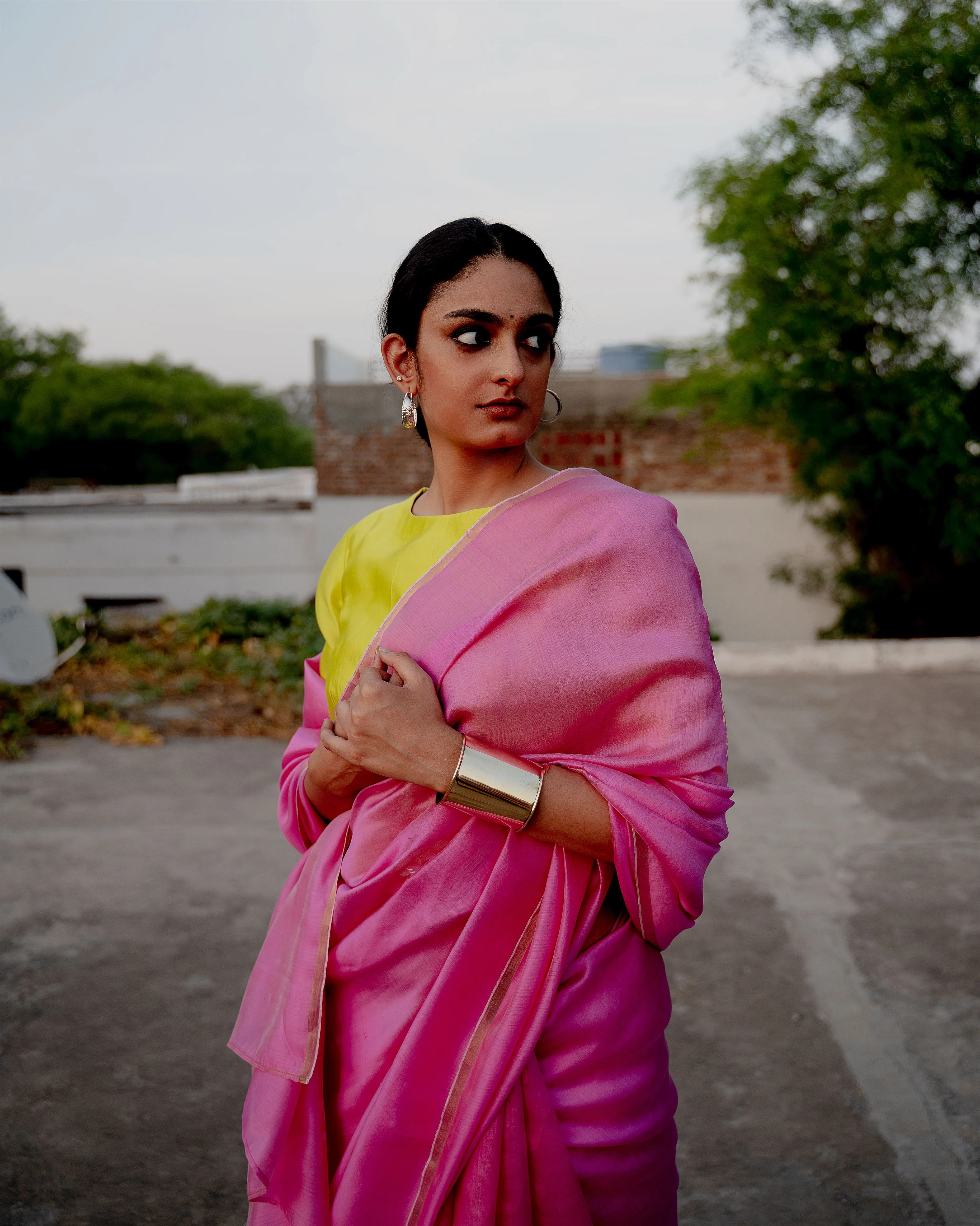 Suparna Som rani sari 48 inch width by 5.5 meter length Fuscia pink silk - delivery Time 8 weeks Festive 24 LOOK-05