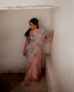 Suparna Som vatika sari 48 inch width by 5.5 meter length Lilac silk - delivery Time 8 weeks Festive 24 LOOK-19