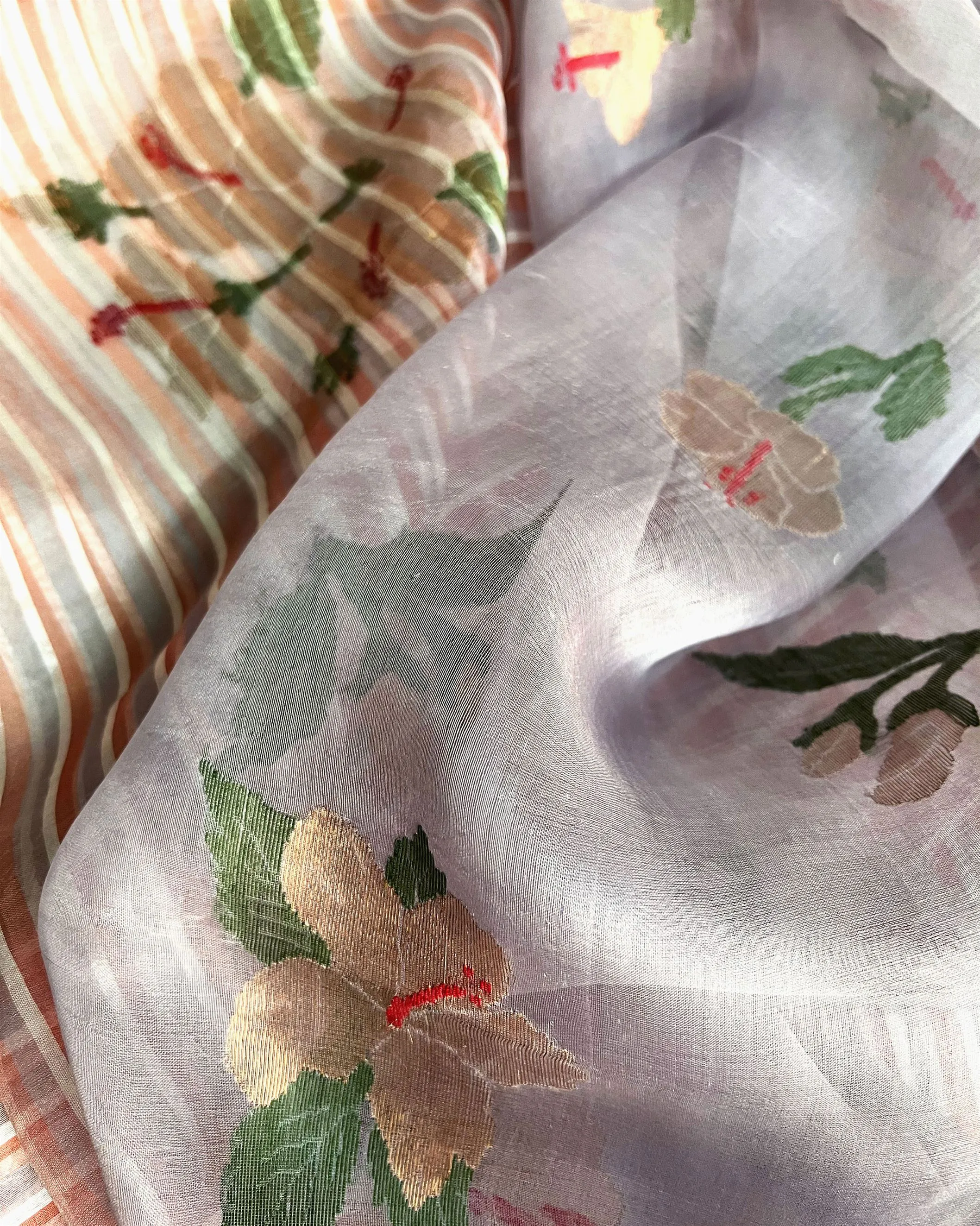 Suparna Som vatika sari 48 inch width by 5.5 meter length Lilac silk - delivery Time 8 weeks Festive 24 LOOK-19