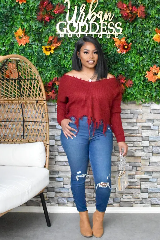 The “Living on the Edge” Sweater (Burgundy)