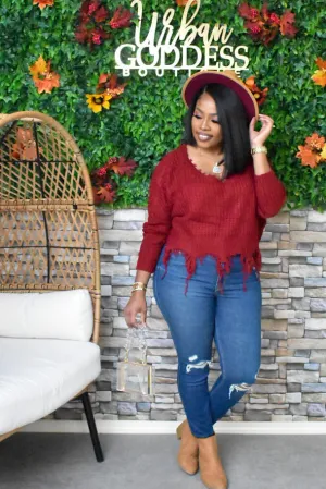 The “Living on the Edge” Sweater (Burgundy)