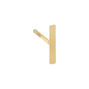 Thin Bar Threaded Stud Earring 14K