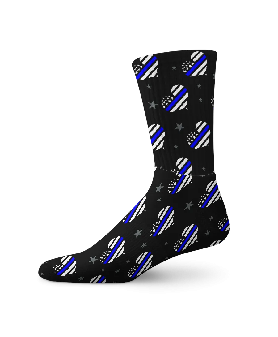 Thin Blue Hearts Crew Socks