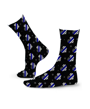 Thin Blue Hearts Crew Socks