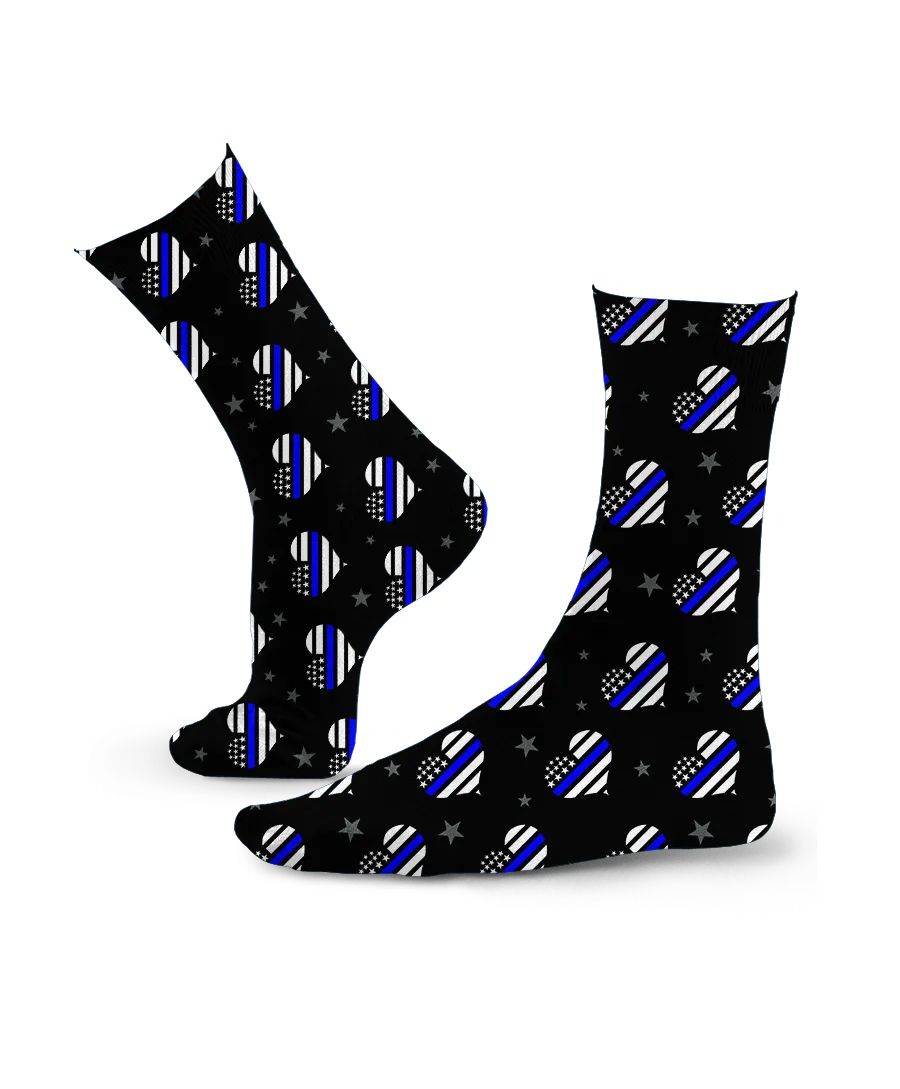 Thin Blue Hearts Crew Socks