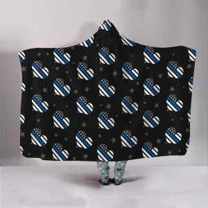 Thin Blue Line Hearts Hooded Blanket