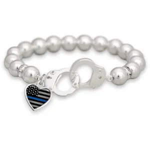 Thin Blue Line Police Handcuff Bracelet
