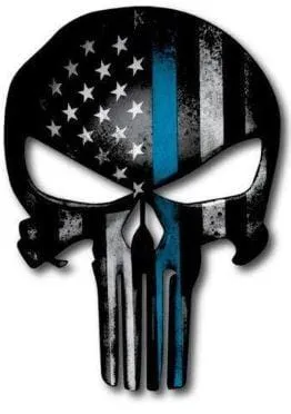 Thin Blue Line Punisher Skull Sticker