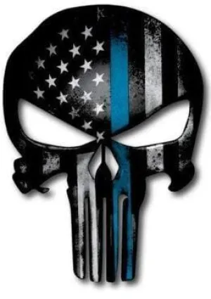 Thin Blue Line Punisher Skull Sticker