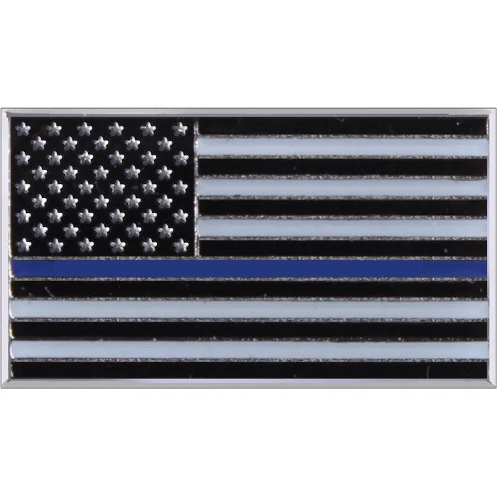 Thin Blue Line "Support the Police" US Flag Pin