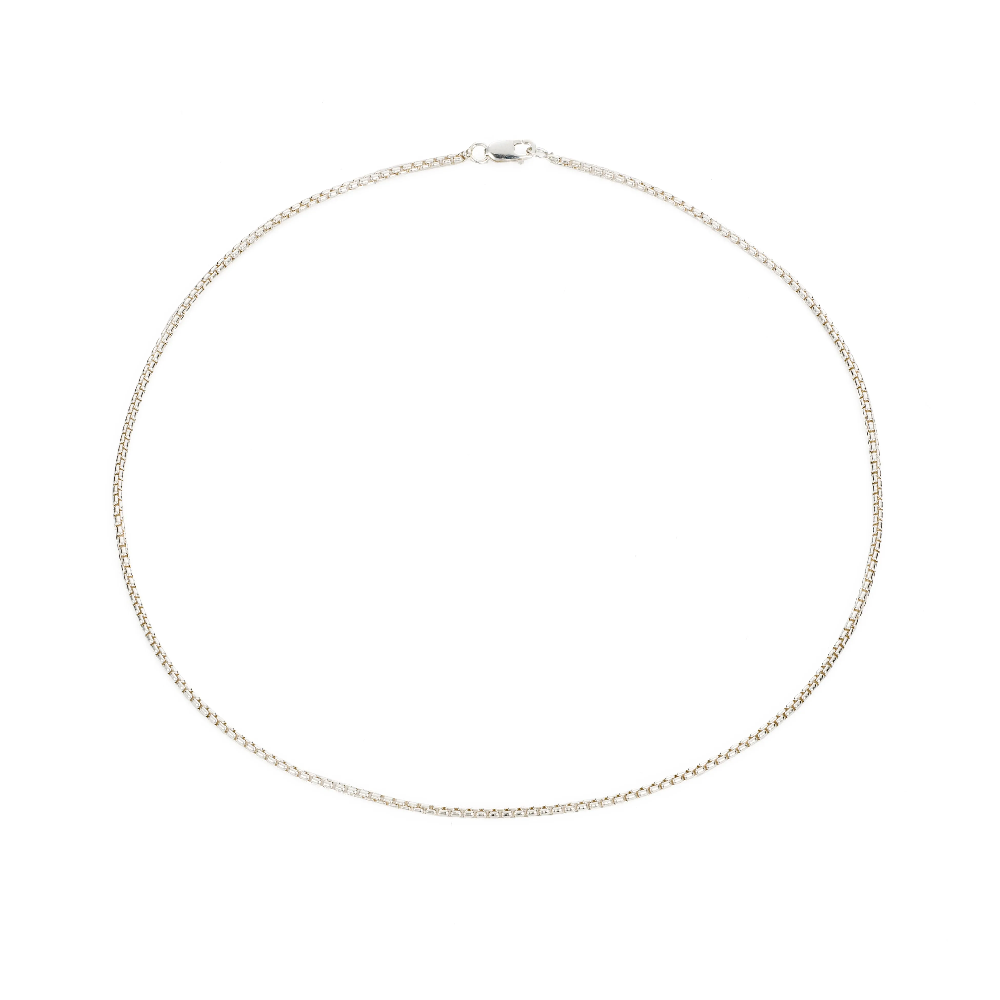 Thin Box Chain Choker - Sterling Silver