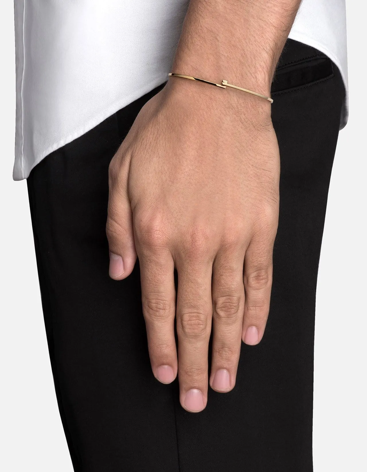Thin Cubist Cuff, Gold