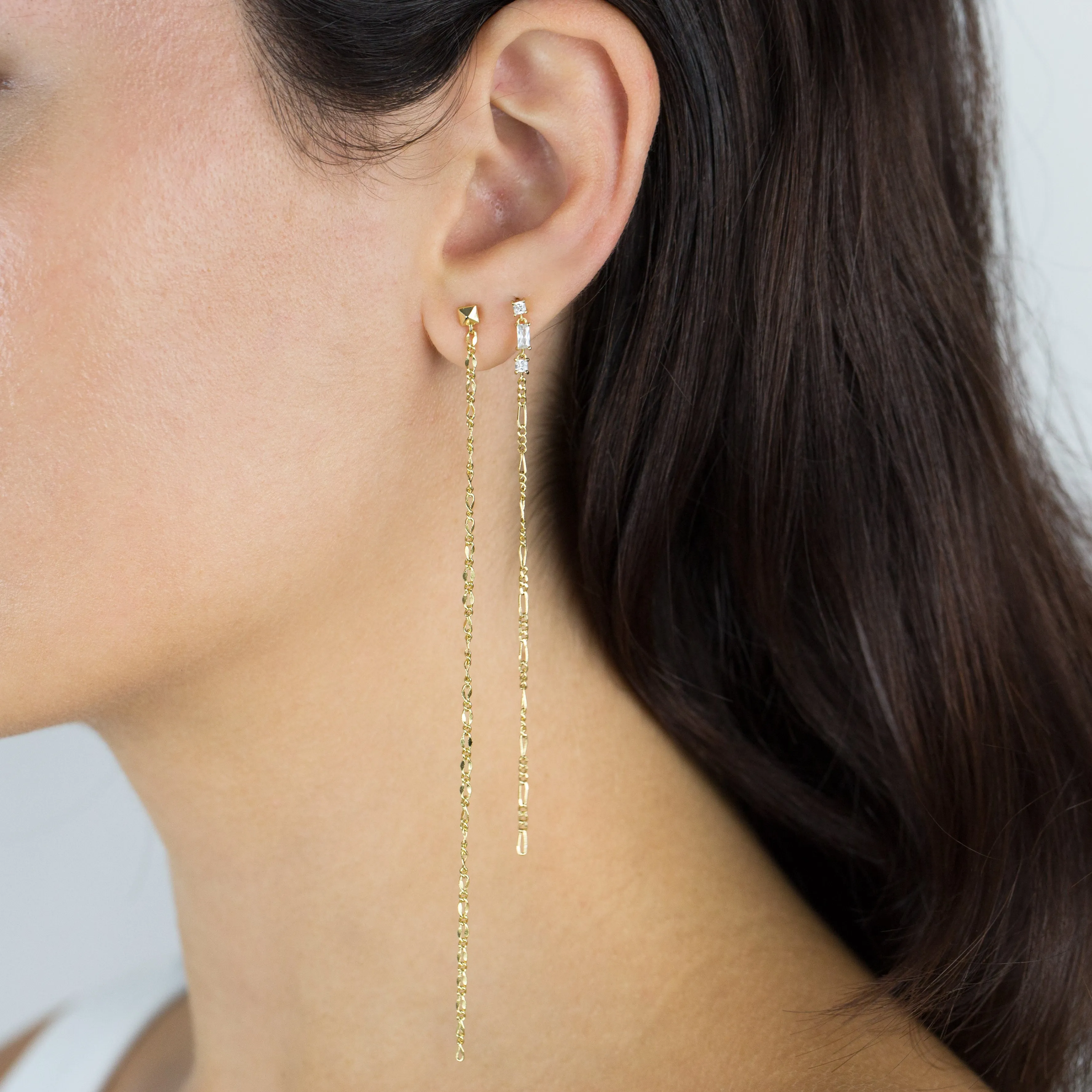 Thin Curb Chain Drop Earring