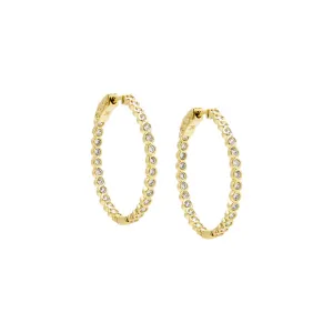 Thin CZ Bezel Hoop Earring
