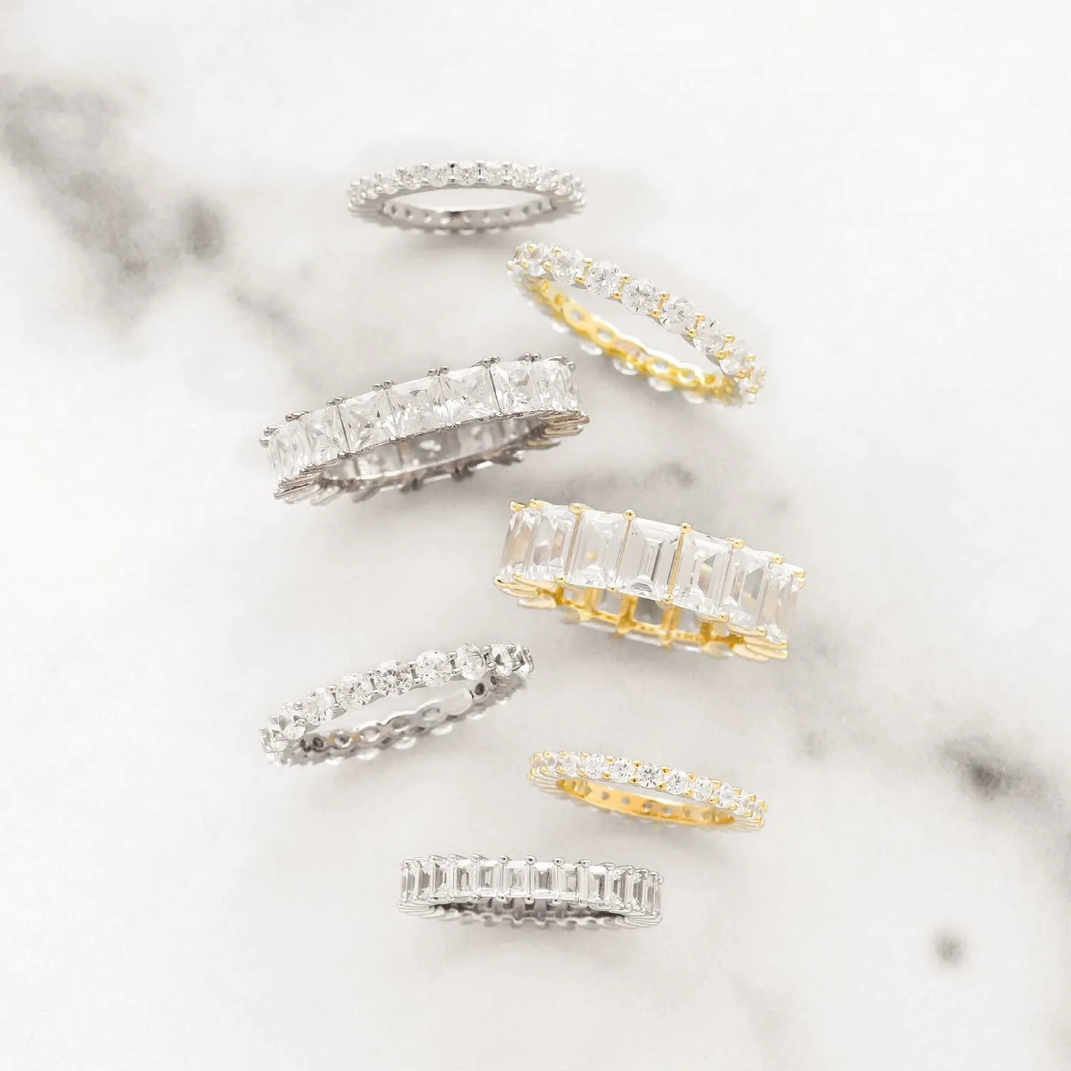 Thin CZ Eternity Pinky Ring