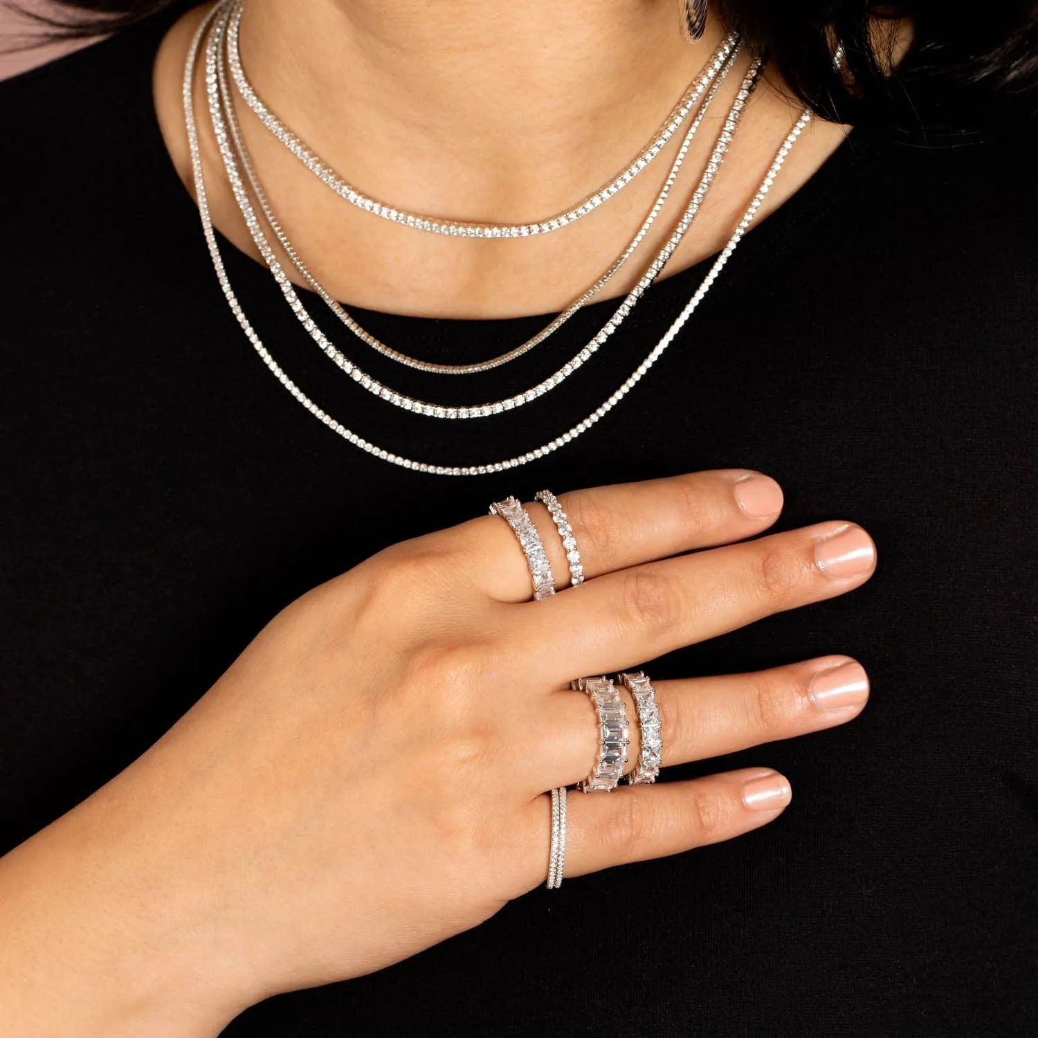 Thin CZ Eternity Pinky Ring