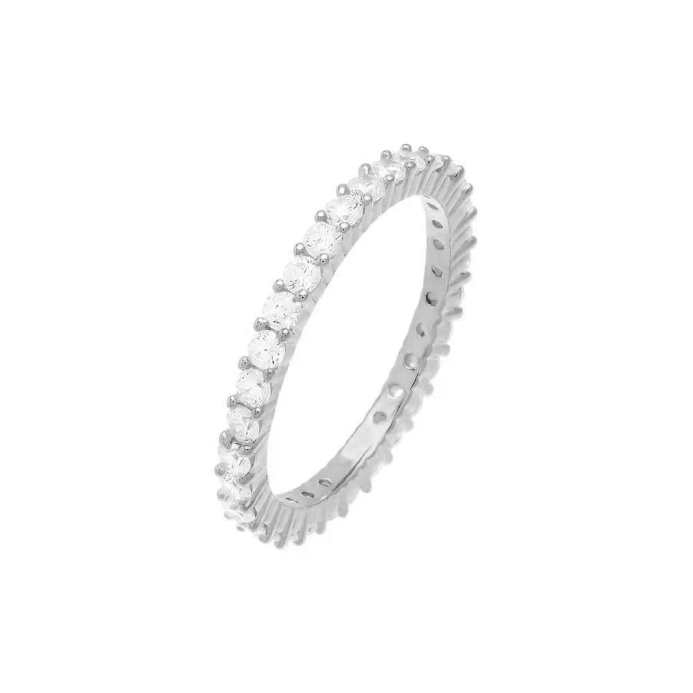 Thin CZ Eternity Pinky Ring