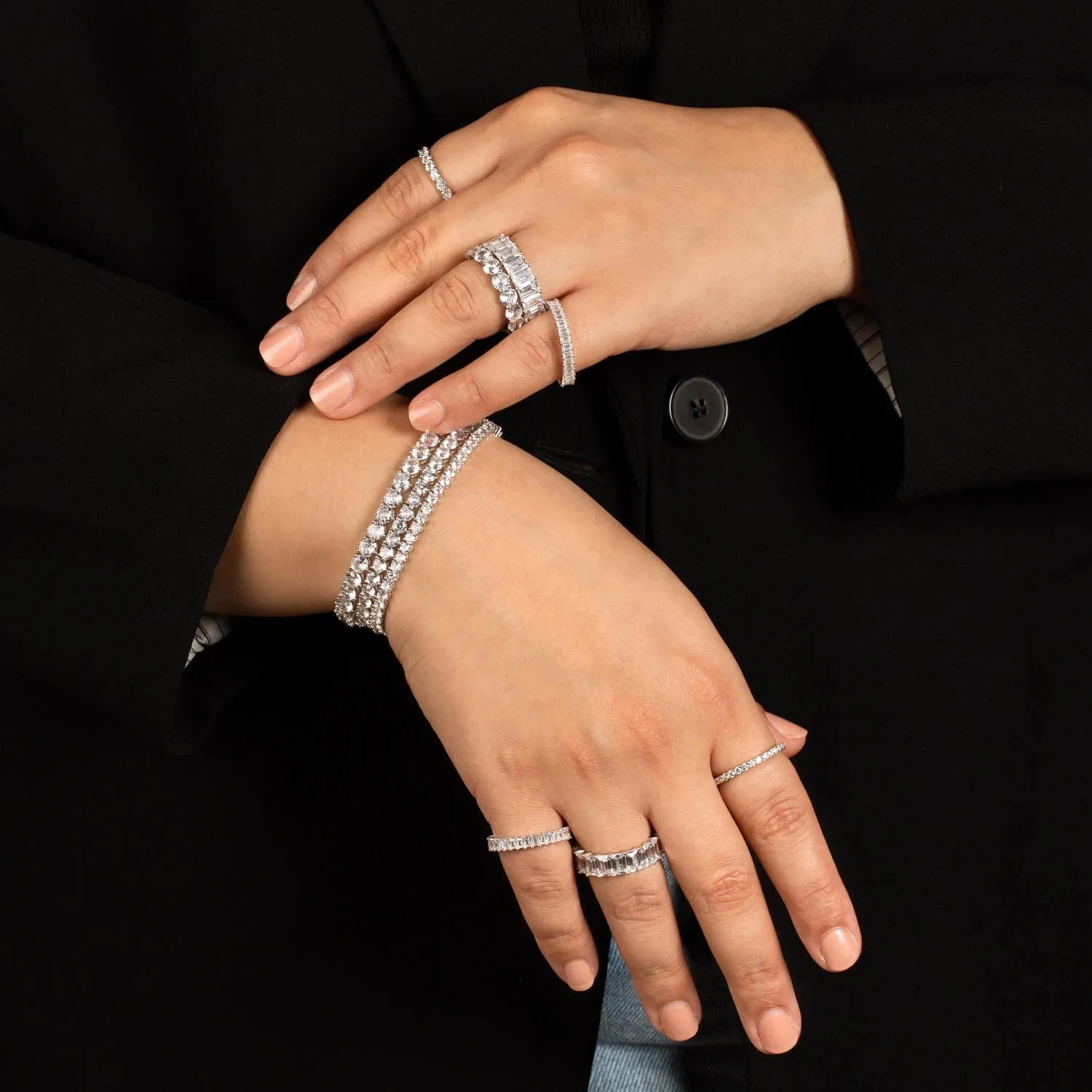 Thin CZ Eternity Pinky Ring