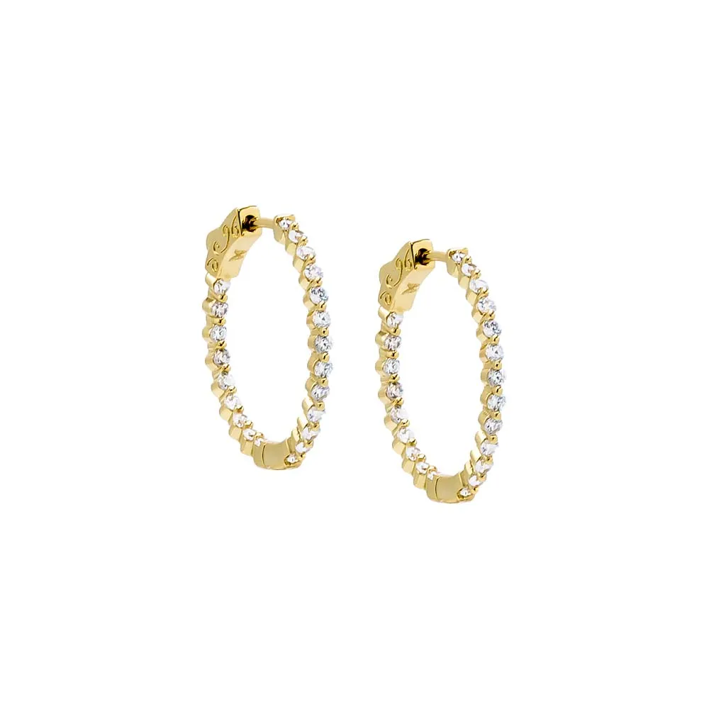 Thin CZ Round Hoop Earring