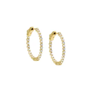 Thin CZ Round Hoop Earring