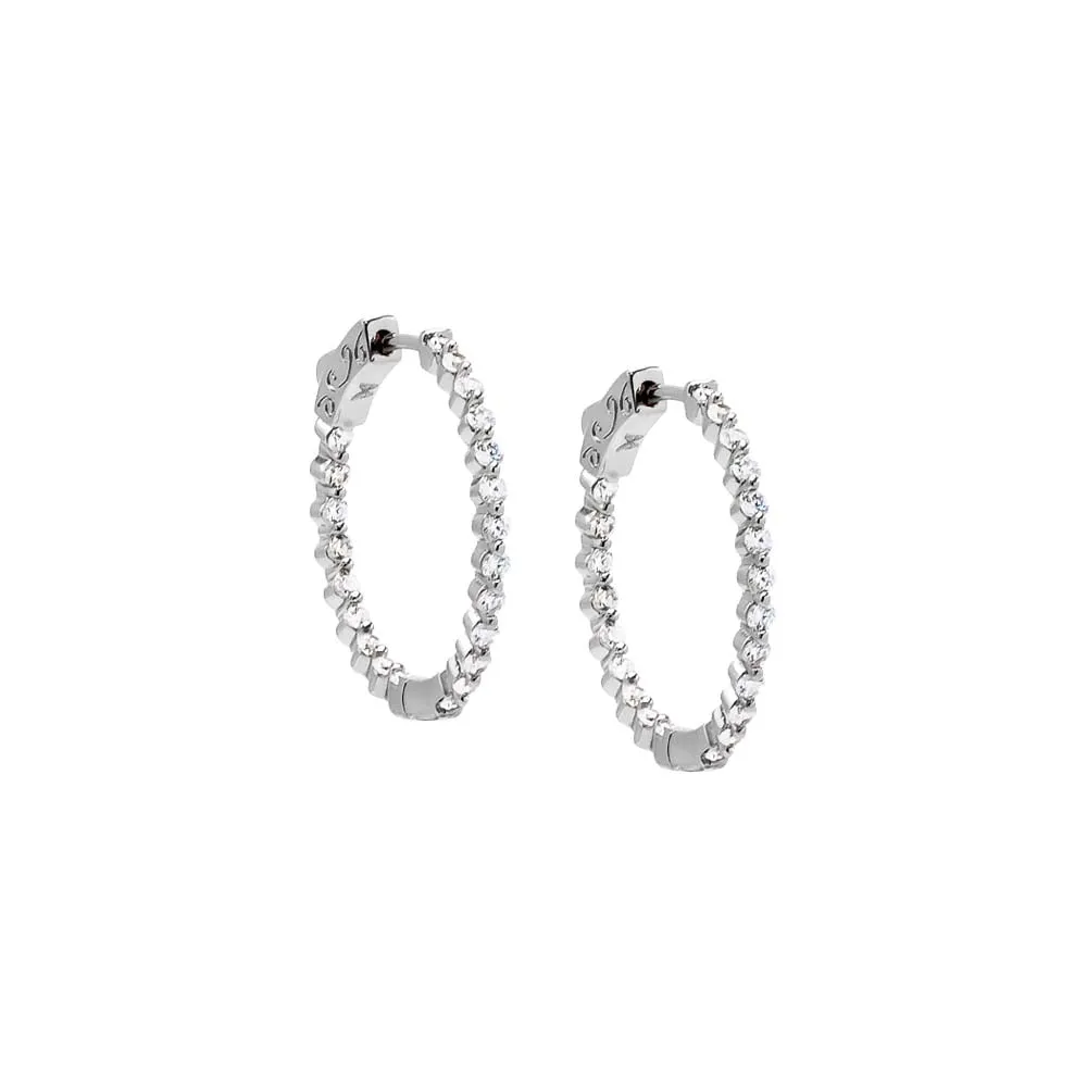 Thin CZ Round Hoop Earring