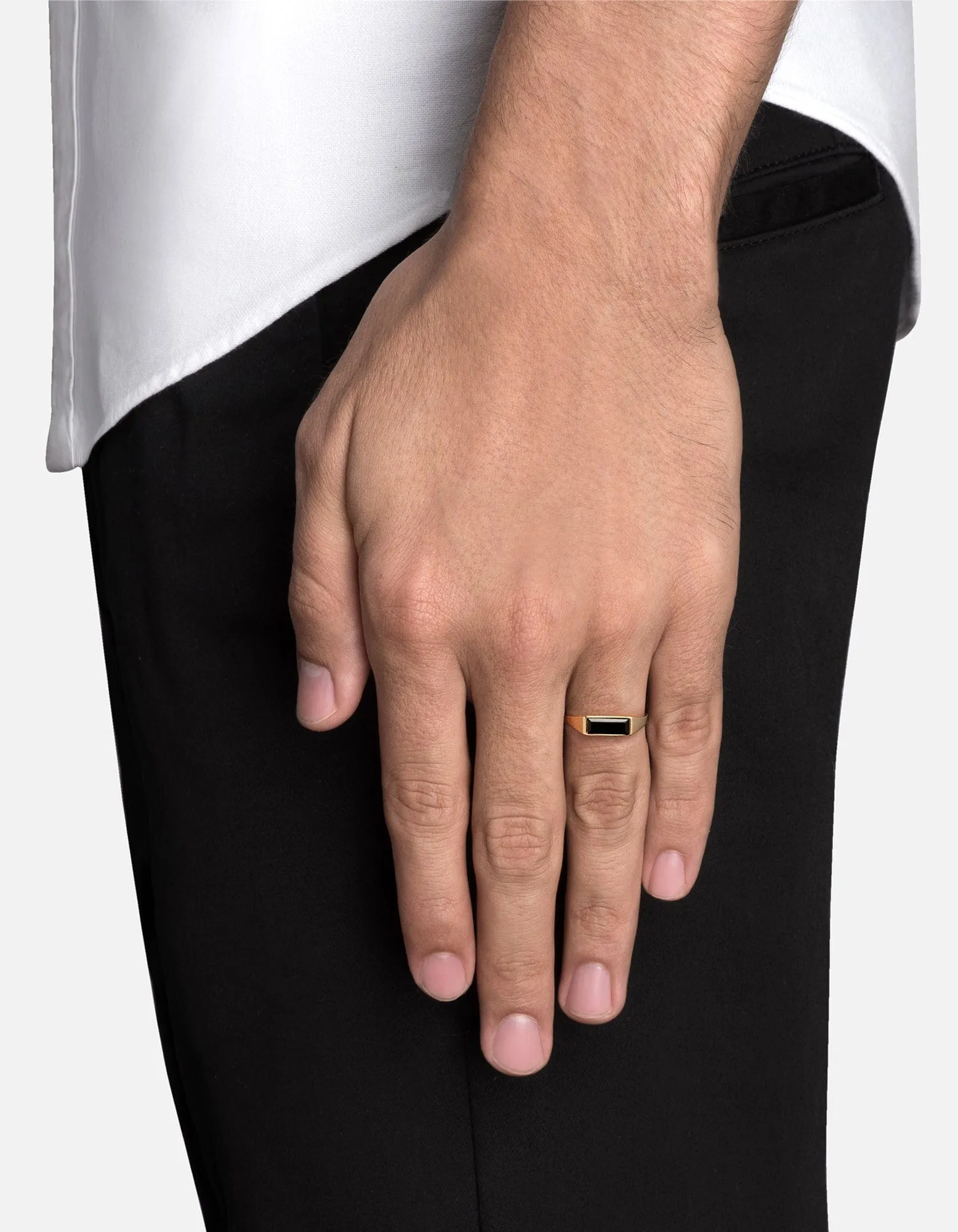 Thin Lennox Onyx Ring, Gold Vermeil
