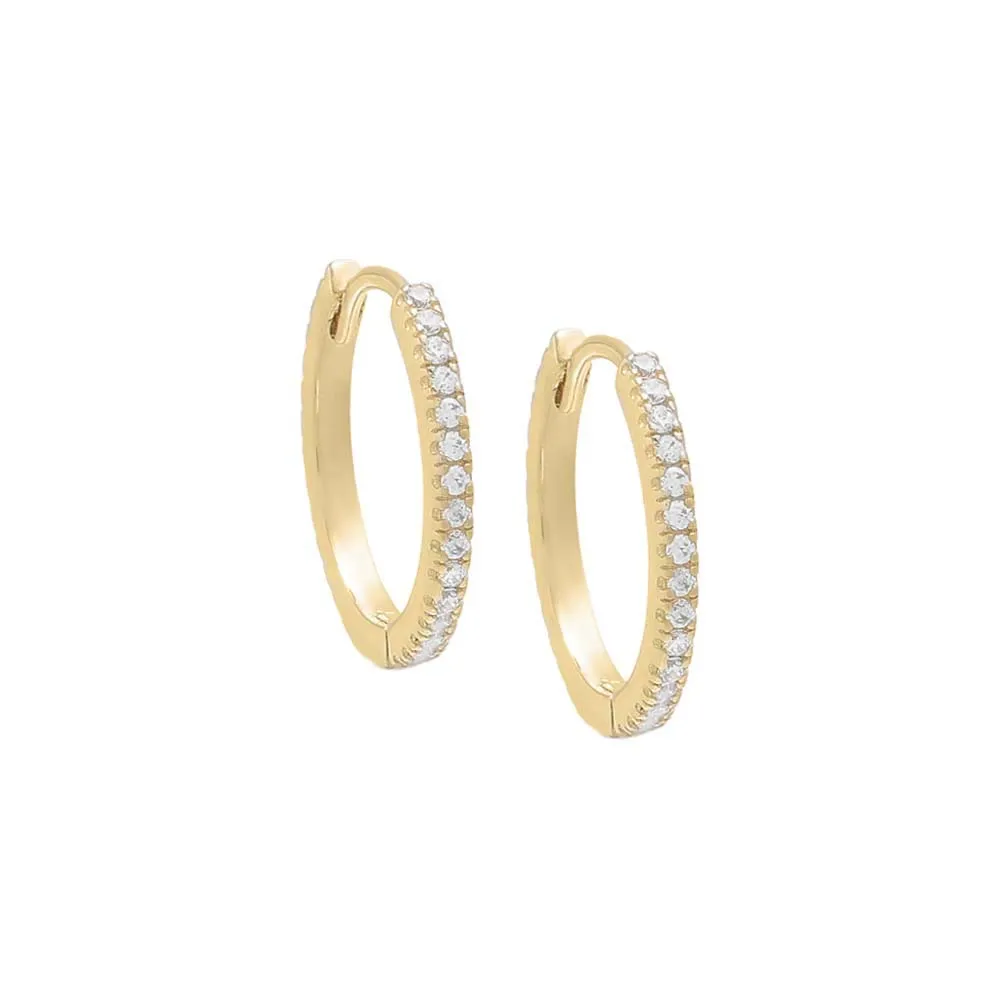 Thin Pave Hoop Earring 14K