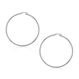 Thin Plain Hoop Earrings (Silver)