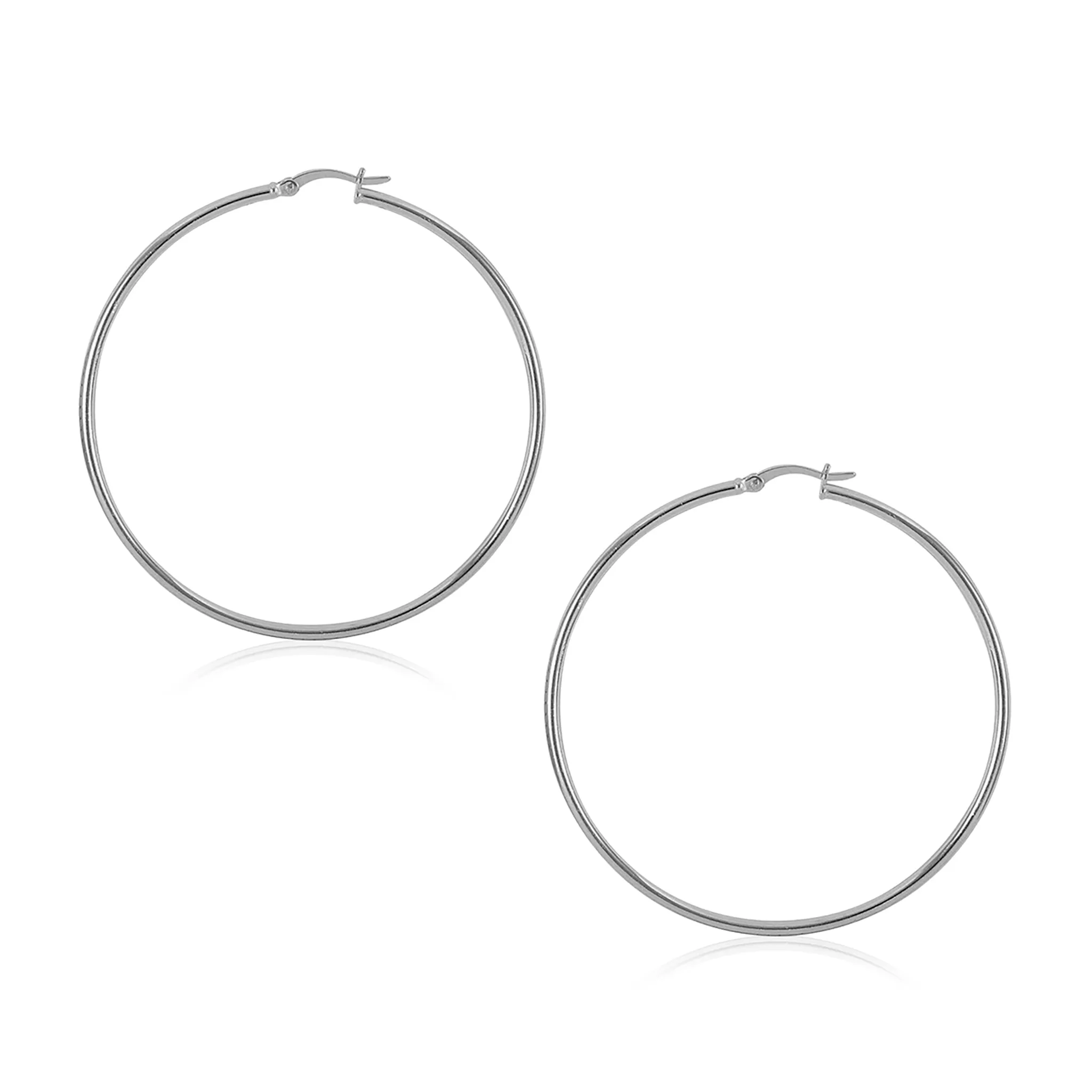Thin Plain Hoop Earrings (Silver)