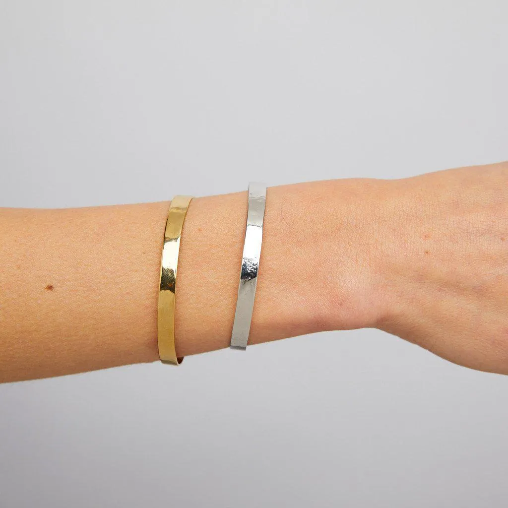 Thin Polished Cuff in Silver