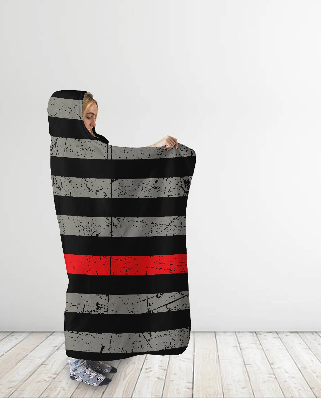 Thin Red Line Firefighter Hooded Blanket