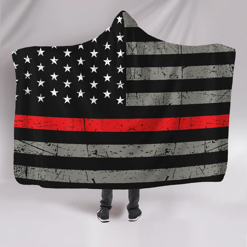 Thin Red Line Firefighter Hooded Blanket