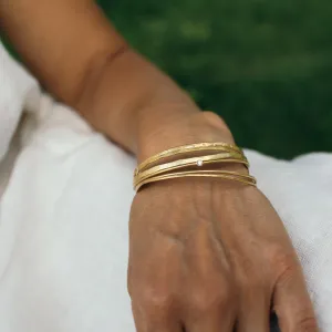 Thin Round Gold & Diamond Bangle