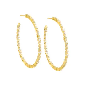 Thin Scattered CZ Hoop Earring