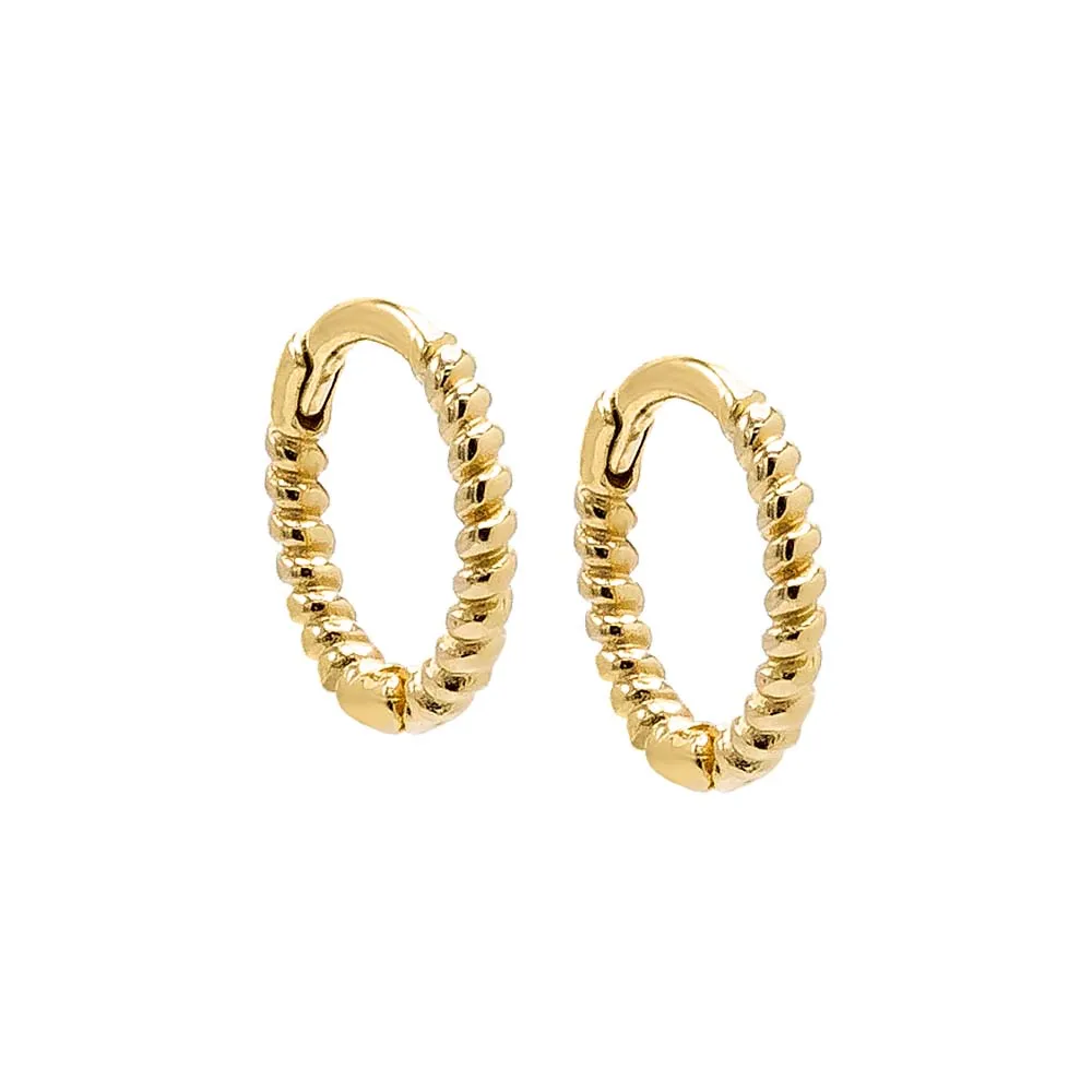Thin Twisted Cartilage Huggie Earring 14K