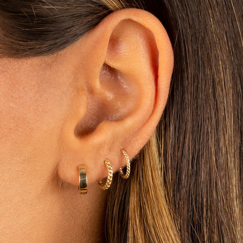Thin Twisted Huggie Earring 14K