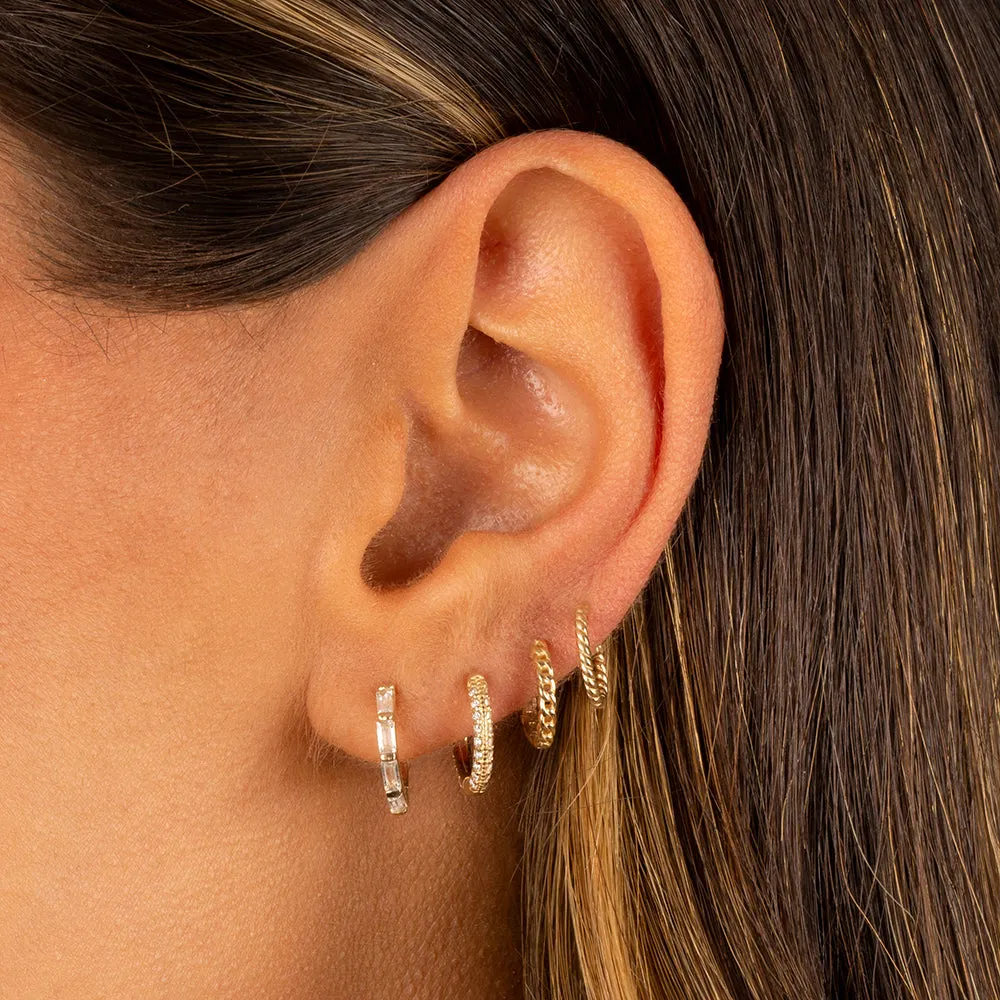 Thin Twisted Huggie Earring 14K