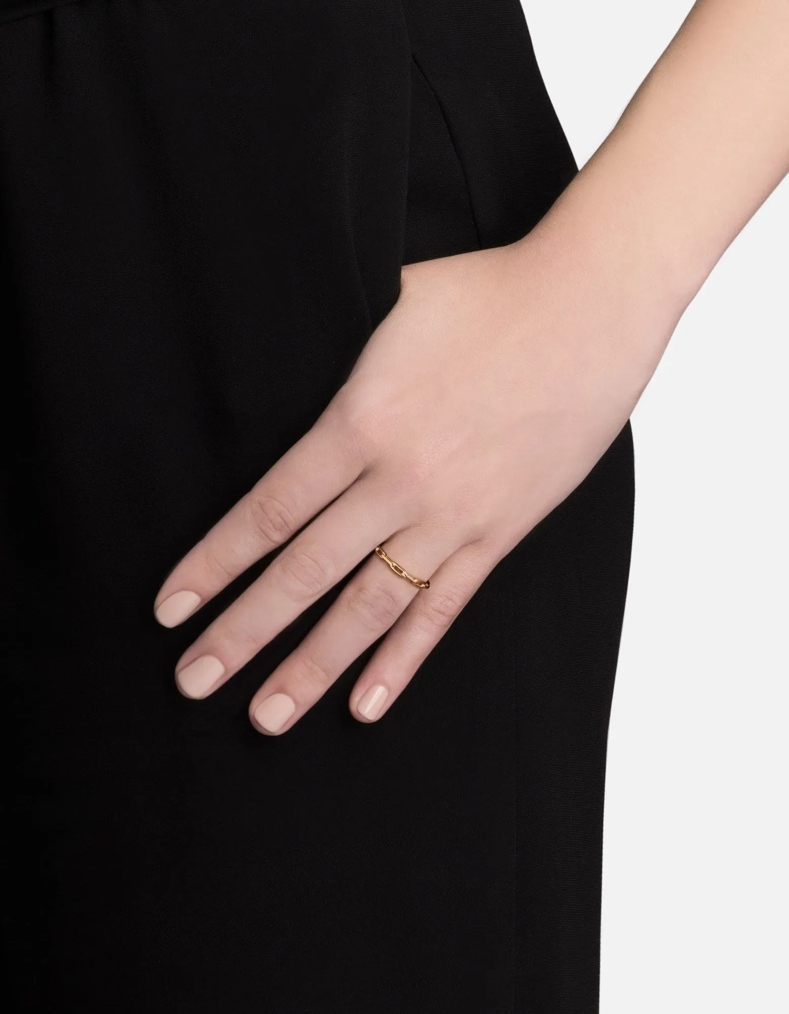 Thin Volt Link Ring, Gold Vermeil