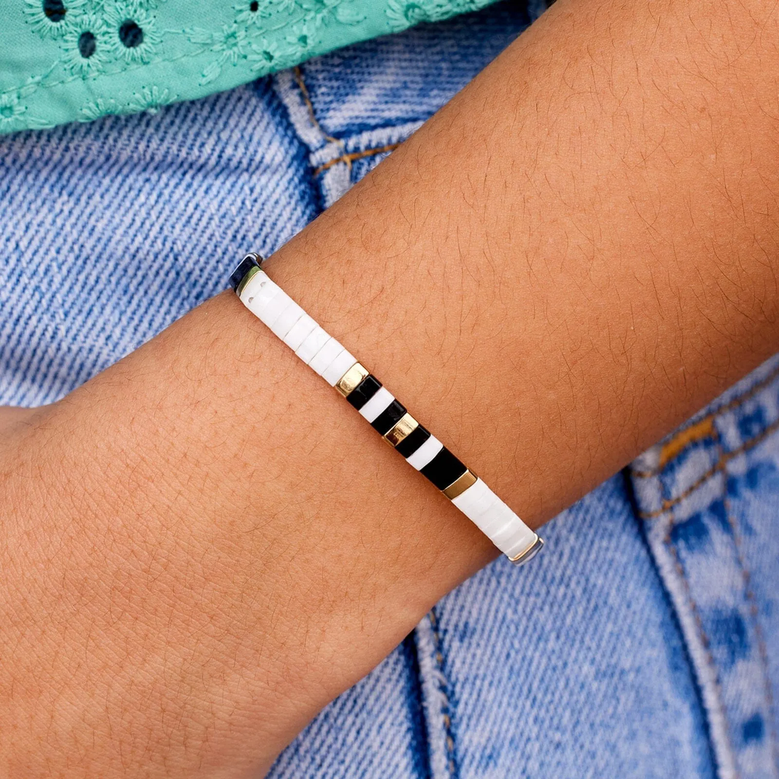 Tile Bead Stretch Bracelet