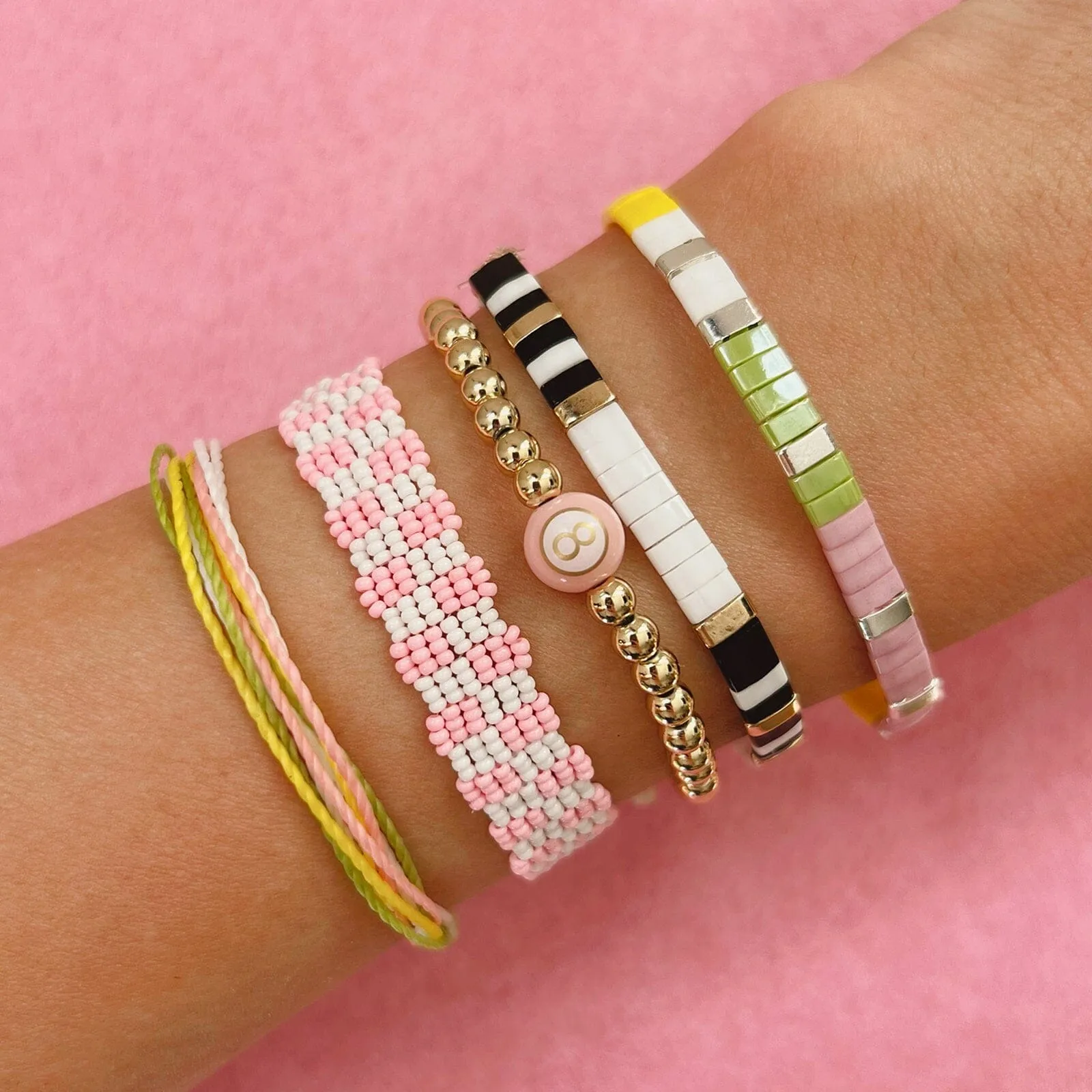 Tile Bead Stretch Bracelet
