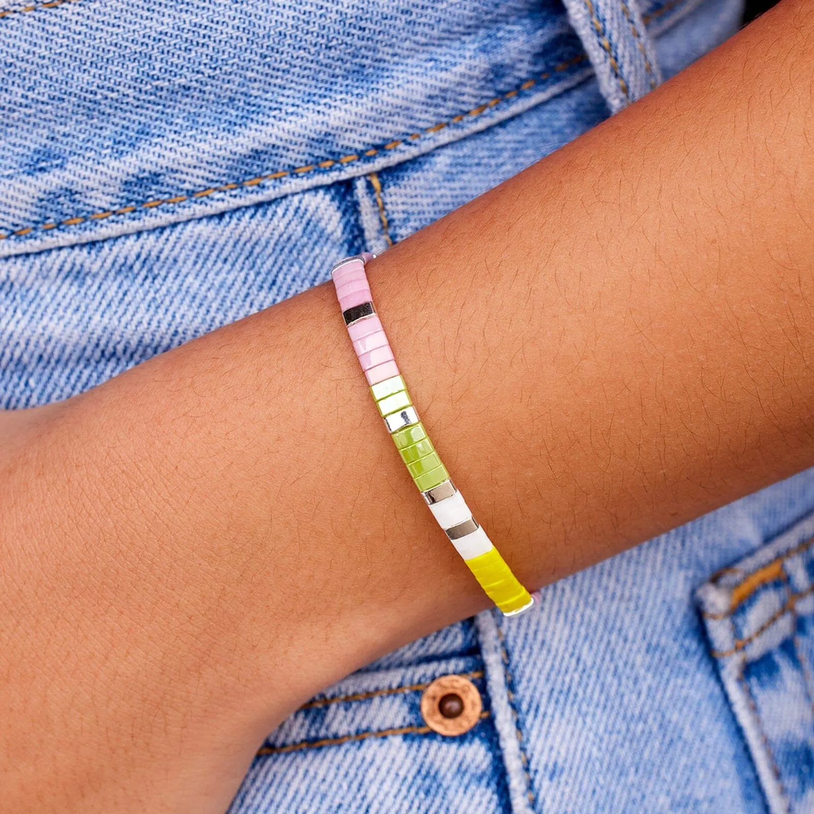 Tile Bead Stretch Bracelet