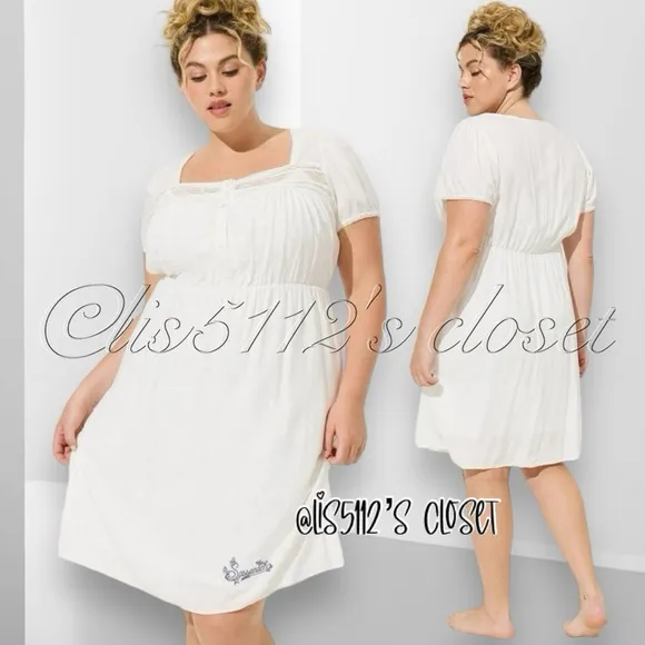Torrid x Outlander Sassenach White Challis Lace Chemise Nightgown Dress 1X 14 16